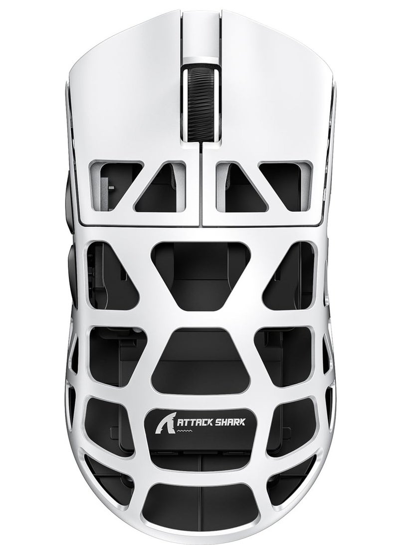 Attack Shark R3 46g Superlight Magnesium Alloy Wireless Gaming Mouse, BT/2.4Ghz/Wired Computer Mouse, 8000Hz Wireless Polling Rate, PAW3395 26K DPI Sensor, Programmable Mice, PC/Laptop/Mac (White) - Image 1