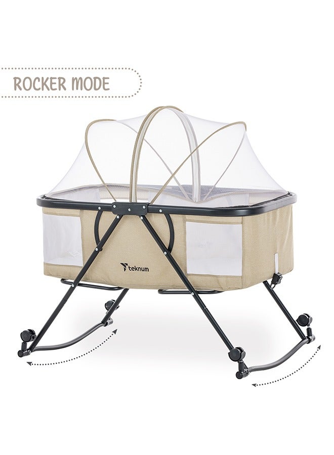 TEKNUM 3-In-1 Baby Cot/Cradle w/ Mosquito net And Wheels – Ivory  - Image 5