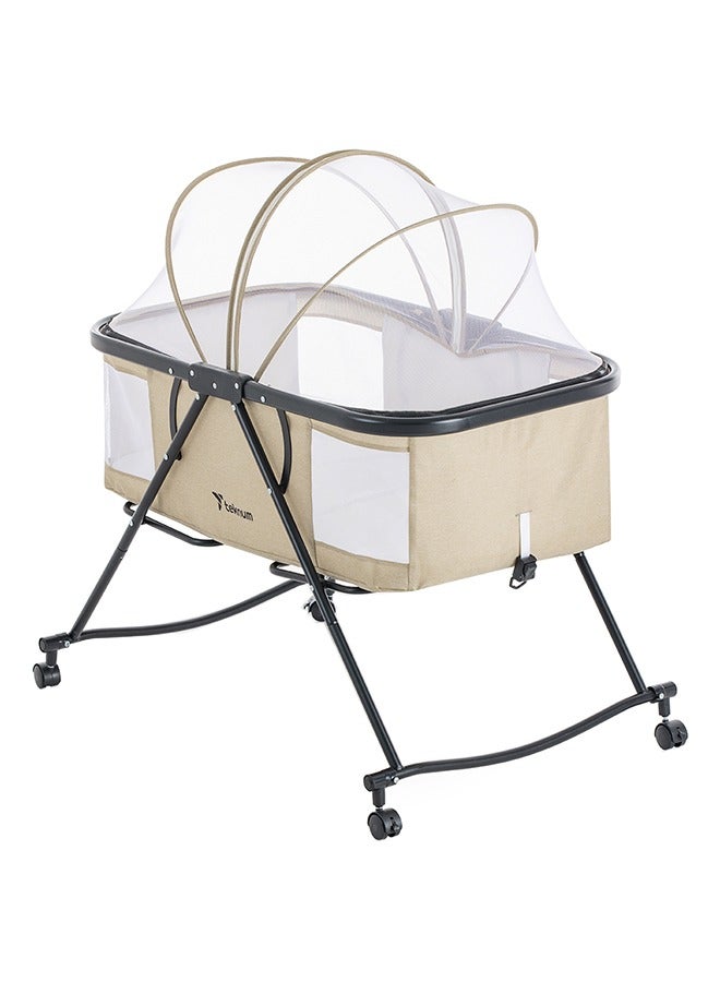 TEKNUM 3-In-1 Baby Cot/Cradle w/ Mosquito net And Wheels – Ivory  - Image 2