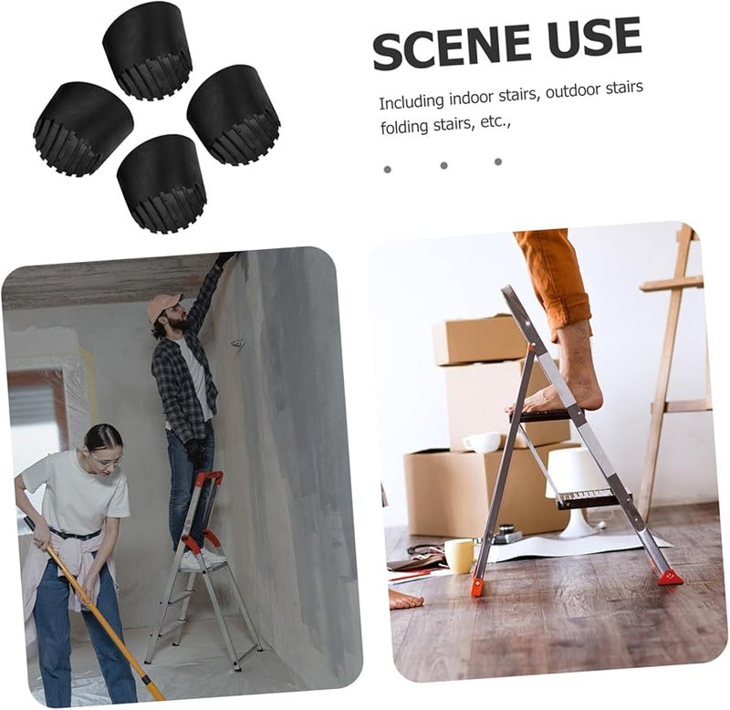 4 قطع أقدام سلم مطاطية أغطية مانعة للانزلاق مقاس 6.40 × 6.40 × 6.00 سم للثبات وحماية الأرضية - Image 5