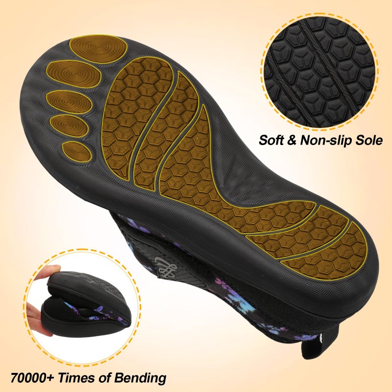 LeIsfIt Womens Slippers Wide Diabetic Shoes Adjustable Arthritis Edema House Shoes Indoor Outdoor Slippers Butterfly Size 8 - Image 5