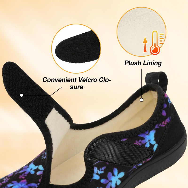 LeIsfIt Womens Slippers Wide Diabetic Shoes Adjustable Arthritis Edema House Shoes Indoor Outdoor Slippers Butterfly Size 8 - Image 4