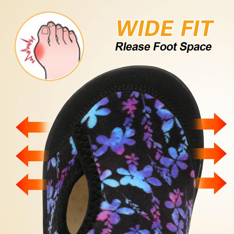 LeIsfIt Womens Slippers Wide Diabetic Shoes Adjustable Arthritis Edema House Shoes Indoor Outdoor Slippers Butterfly Size 8 - Image 3