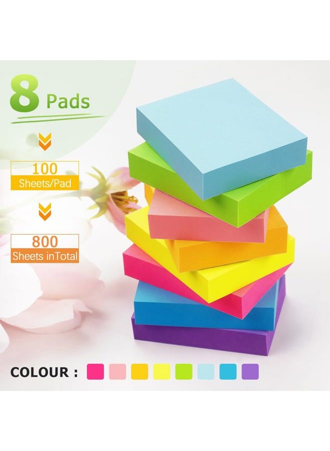 Winner Aura Sticky Notes 1.5x2 inch Bright Colors Self-Stick Pads 8 Pads/Pack 100 Sheets/Pad Total 800 Sheets - Image 3