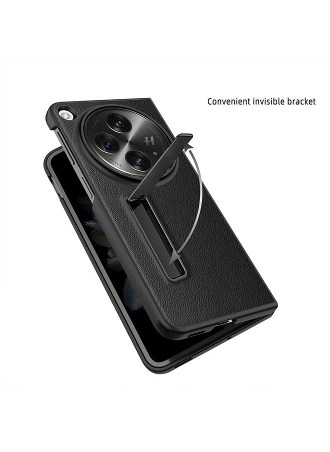 Compatible with Oneplus Open Phone Case, Oppo Find N3 Phone Case Plain Leather Pebbled Protective Case One Plus Open Phone Case Folding Phone Case with Stand Accessory