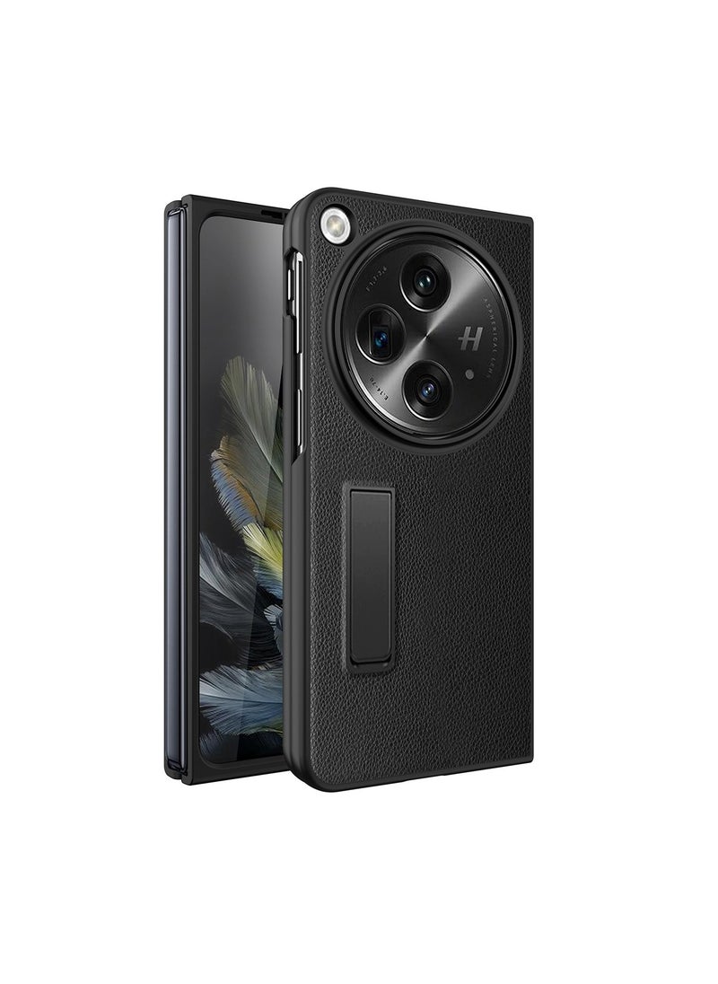 Compatible with Oneplus Open Phone Case, Oppo Find N3 Phone Case Plain Leather Pebbled Protective Case One Plus Open Phone Case Folding Phone Case with Stand Accessory