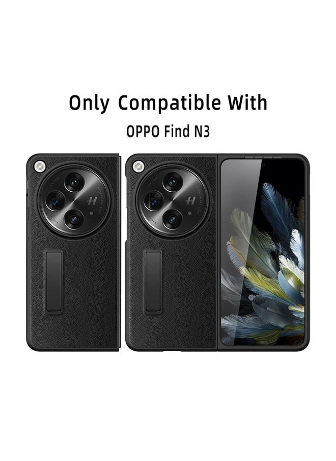 Compatible with Oneplus Open Phone Case, Oppo Find N3 Phone Case Plain Leather Pebbled Protective Case One Plus Open Phone Case Folding Phone Case with Stand Accessory