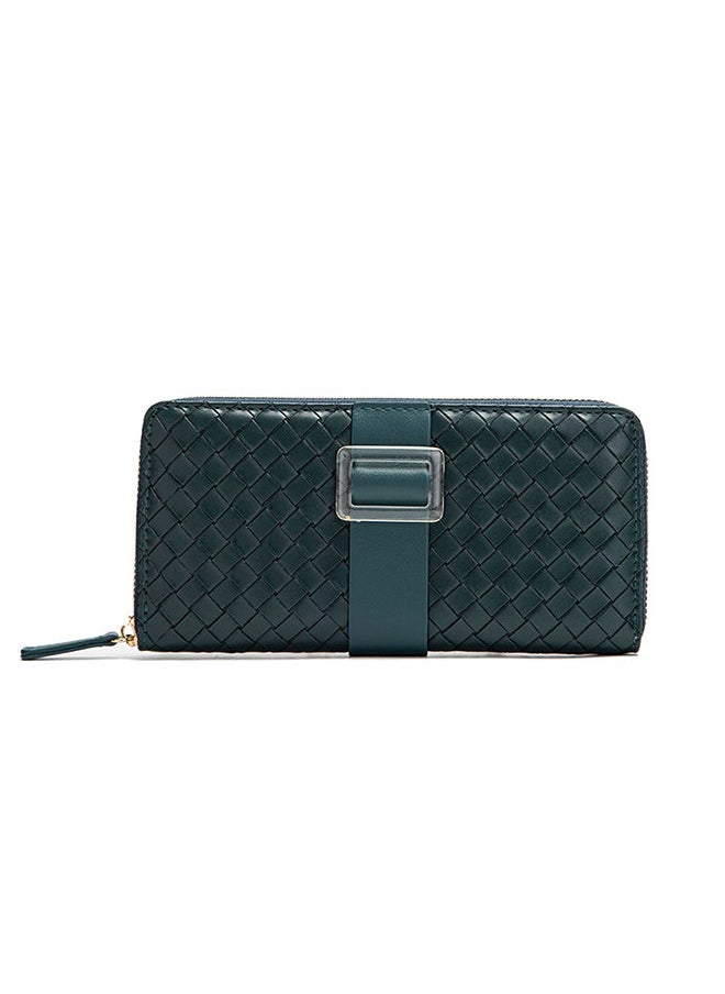Generic - Casual Woven Leather Pattern Long Wallet Card Holder Stylish & Functional Money Bag for Dating and Commute 19.5*10*2.5cm - Image 1