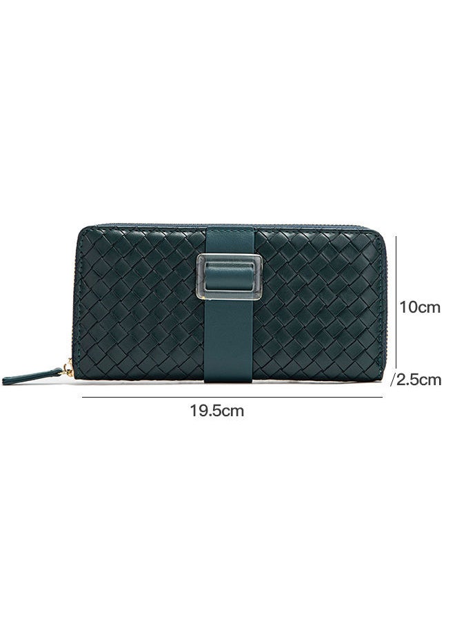 Generic - Casual Woven Leather Pattern Long Wallet Card Holder Stylish & Functional Money Bag for Dating and Commute 19.5*10*2.5cm - Image 1