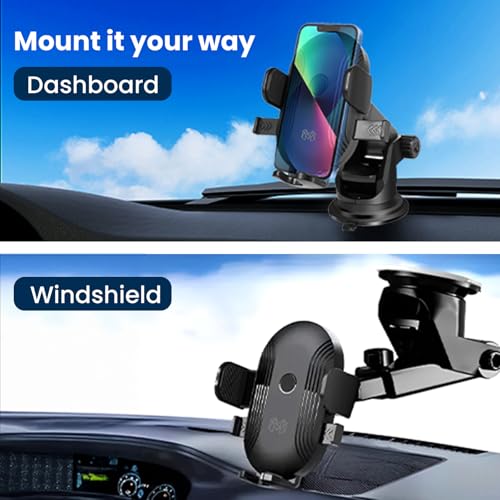 MOOSH Universal Car Mount Holder Flexible Arm Mobile Stand with 360° Rotation, for Car Dashboard Windshield, Suction Cup Hands-Free Car Phone Stand, Automobile Cradles Universal (Black) - Image 4