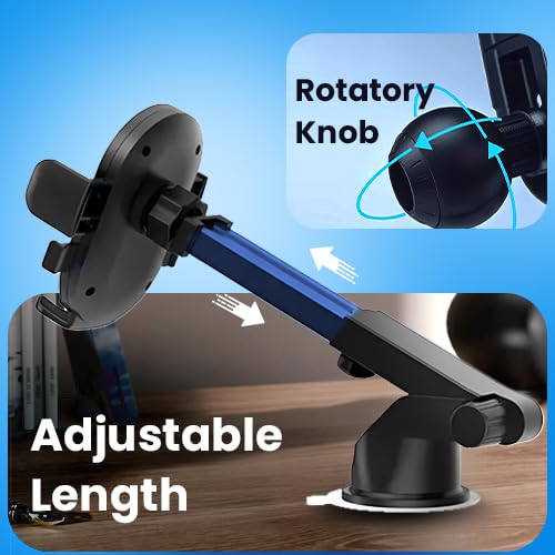MOOSH Universal Car Mount Holder Flexible Arm Mobile Stand with 360° Rotation, for Car Dashboard Windshield, Suction Cup Hands-Free Car Phone Stand, Automobile Cradles Universal (Black) - Image 3