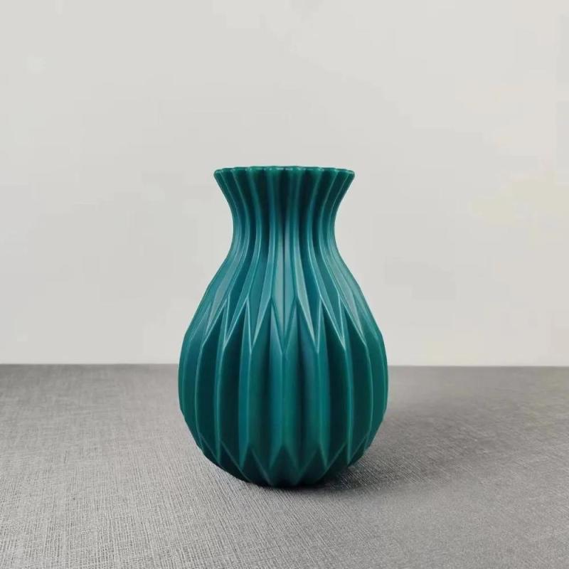 Scandinavian Vase 8x11x17cm Green Unbreakable PP Material - Elegant Minimalist Design Hydroponic Decor for Home Office Table Centerpiece - Image 1