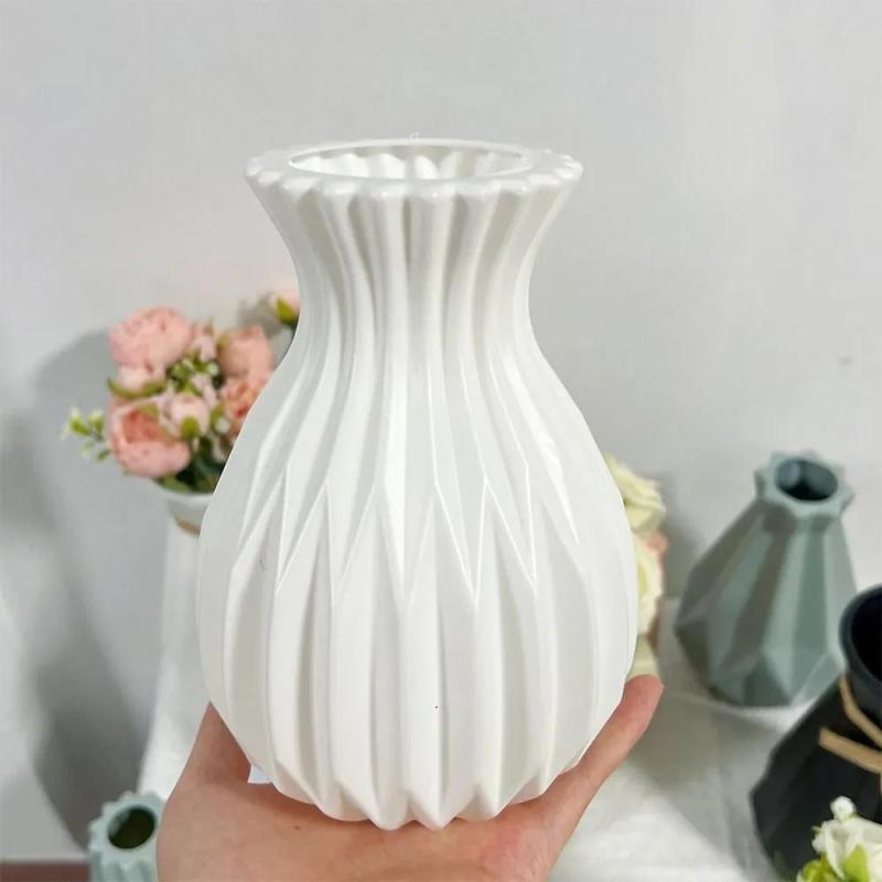 Scandinavian Vase 8x11x17cm Green Unbreakable PP Material - Elegant Minimalist Design Hydroponic Decor for Home Office Table Centerpiece - Image 3