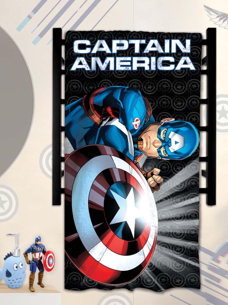 Athom Living Captain America Kids Cotton Bath Towel,Superhero Themed Soft & Absorbent Towel for Boys & Girls, 60x120cm, 350GSM - Image 3