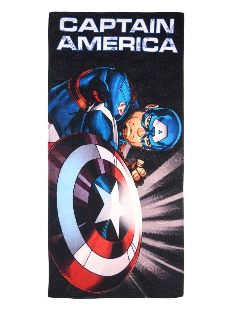 Athom Living Captain America Kids Cotton Bath Towel,Superhero Themed Soft & Absorbent Towel for Boys & Girls, 60x120cm, 350GSM - Image 1