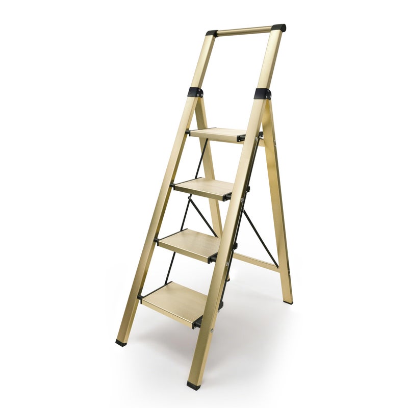 hismocal Aluminium 4 Step Ladder Folding Stool-330lb Capacity Ladders with Anti-Slip Wide Pedal Portable Kids/Adults, Lightweight Ladder, Portable Multi-use Scene for Home/Kitchen/Office/Garden/Yard - Image 1