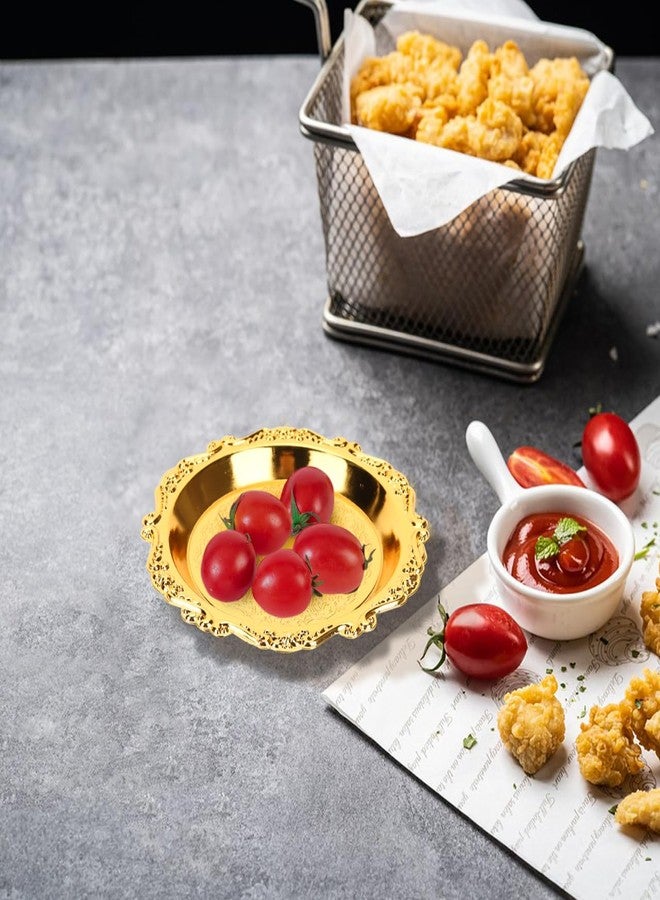 MUCKLILY 6Pcs Vintage Snack Serving Trays 3.93In Round Metal Plates for Fruits Nuts Candy Appetizers Party Serving Dishes - Image 2