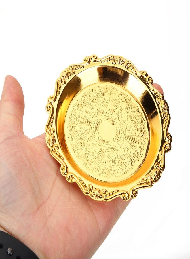 MUCKLILY 6Pcs Vintage Snack Serving Trays 3.93In Round Metal Plates for Fruits Nuts Candy Appetizers Party Serving Dishes - Image 5