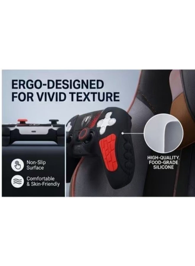 Captaintech Full Protection Black Spider Gamepad Silicone Sleeve for PS5 Controller, Anti-Slip Skin Cover with Analog Stick Grips u0026 Wrap Sticker - Image 2