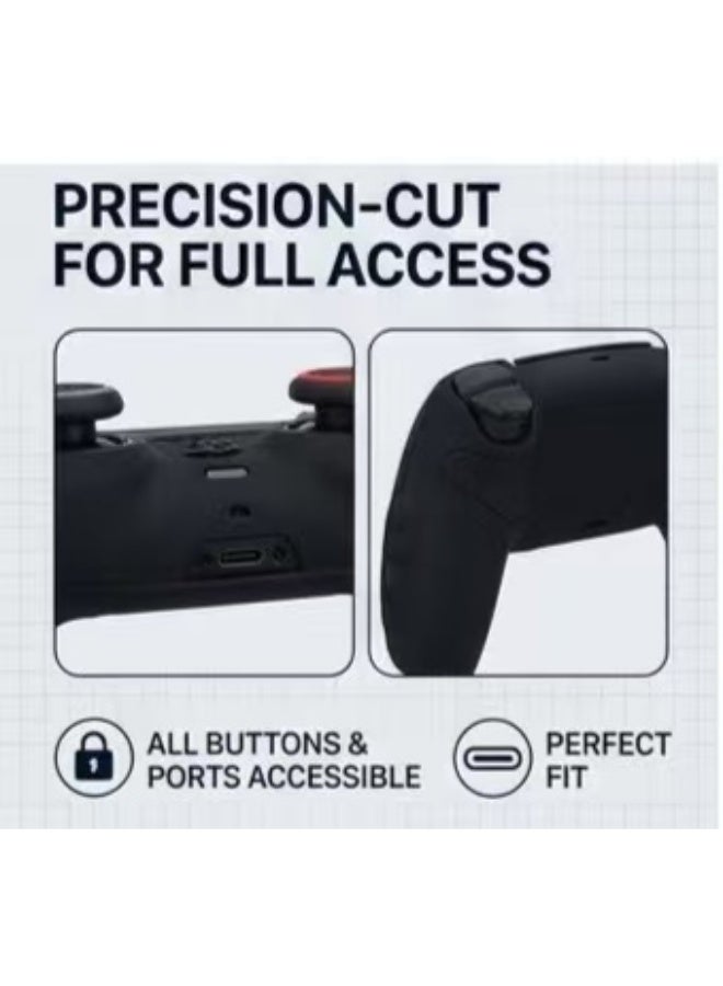 Captaintech Full Protection Black Spider Gamepad Silicone Sleeve for PS5 Controller, Anti-Slip Skin Cover with Analog Stick Grips u0026 Wrap Sticker - Image 5