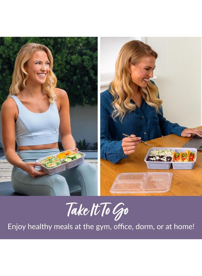 بنتجو مجموعة بينتجو، 20 قطعة، خفيفة الوزن، متينة، قابلة لإعادة الاستخدام، خالية من مادة BPA، بثلاث حجرات - آمنة للاستخدام في الميكروويف والفريزر وغسالة الأطباق - لون أرجواني - Image 2