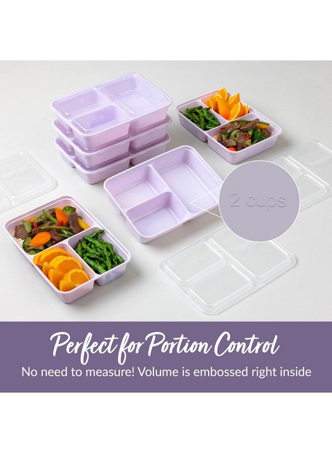 بنتجو مجموعة بينتجو، 20 قطعة، خفيفة الوزن، متينة، قابلة لإعادة الاستخدام، خالية من مادة BPA، بثلاث حجرات - آمنة للاستخدام في الميكروويف والفريزر وغسالة الأطباق - لون أرجواني - Image 5