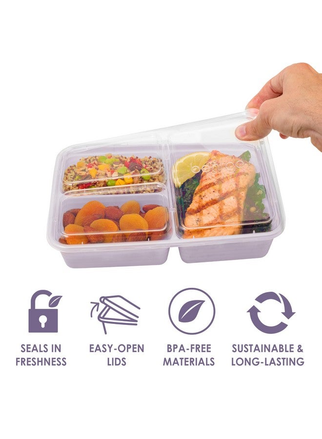 بنتجو مجموعة بينتجو، 20 قطعة، خفيفة الوزن، متينة، قابلة لإعادة الاستخدام، خالية من مادة BPA، بثلاث حجرات - آمنة للاستخدام في الميكروويف والفريزر وغسالة الأطباق - لون أرجواني - Image 3