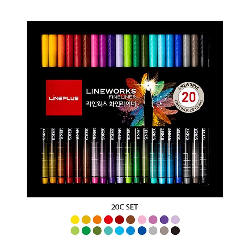 Lineworks Colour FineLiner Drawing Pen Set Of 20 Assorted