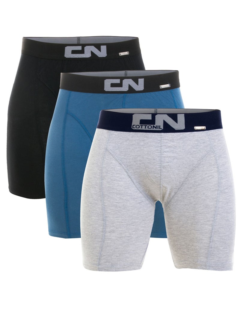 COTTONIL - Bundle Of Three Plain Comfy Long Boxer - Image 1