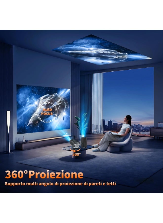 Mini Projector 1080P Full HD, 4K Projector with 180° Rotation, Portable Projector WiFi 6 & Bluetooth 5.2 Support,Featuring Auto Keystone Correction,HDMI/USB Connectivity Projector Black - Image 3