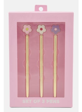 3Pcs Floral Pen Set, Gold Combo