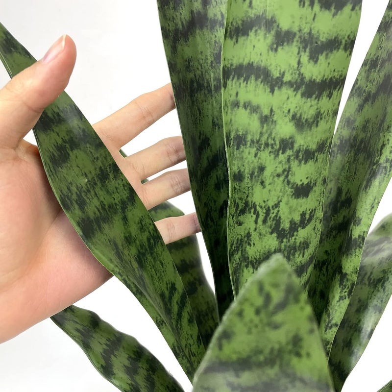 Beebel Artificial Plants Sansevieria Snake Plant with Black Plastic Planter Greenery Perfect Faux Agave Fake Plants in Pot for Home Office Indoor and Outdoo Dcor 22 Green - Image 3