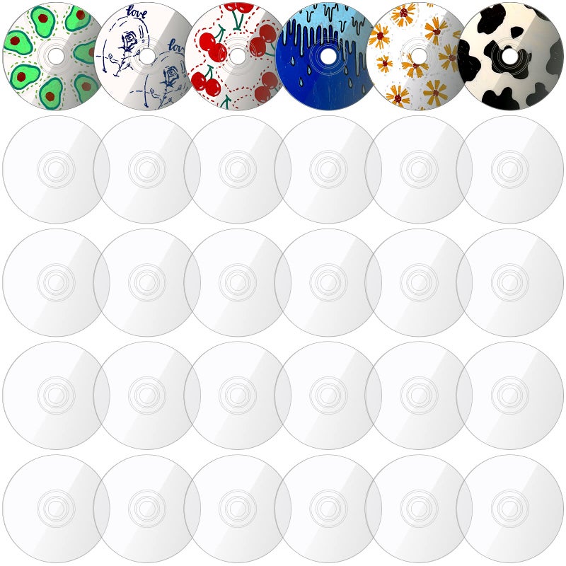 Flutesan 30 Pieces Blank Cds Clear Aesthetic Clear CD for Painting Wall Decor Transparent Round Circle Disc for DIY Crafts Ornament Living Room Bedroom Decoration Party Supplies - Image 1