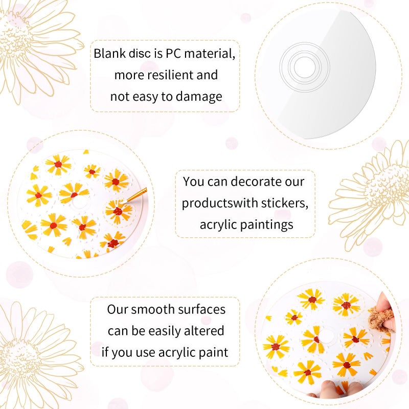 Flutesan 30 Pieces Blank Cds Clear Aesthetic Clear CD for Painting Wall Decor Transparent Round Circle Disc for DIY Crafts Ornament Living Room Bedroom Decoration Party Supplies - Image 3