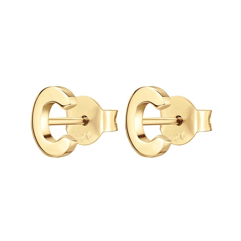 PAVOI 14K Yellow Gold Plated 925 Sterling Silver Alphabet Letter Earrings - Initial Earrings - Letter C - Image 2