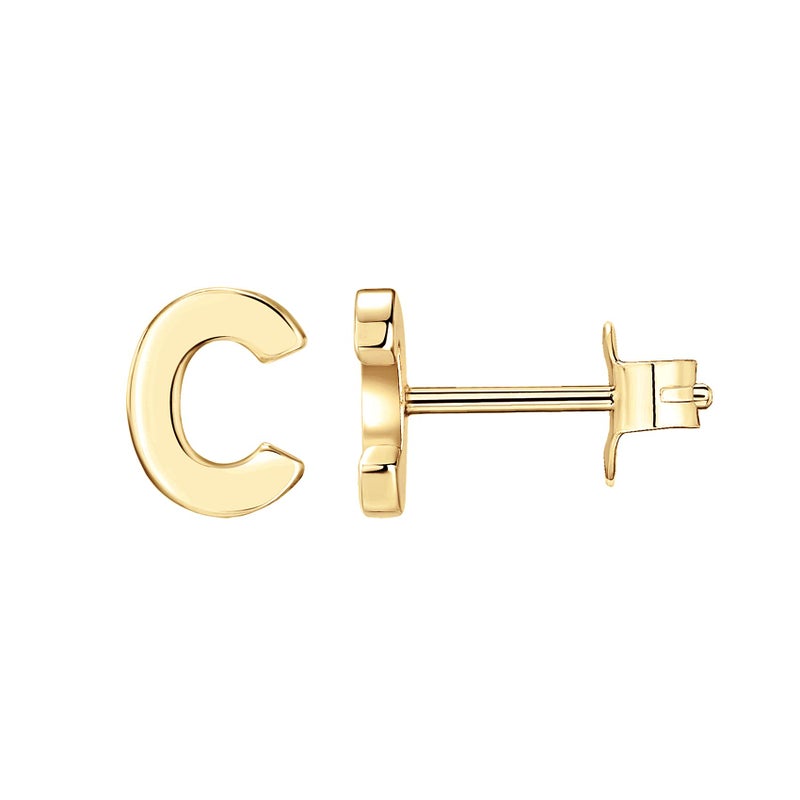 PAVOI 14K Yellow Gold Plated 925 Sterling Silver Alphabet Letter Earrings - Initial Earrings - Letter C - Image 1