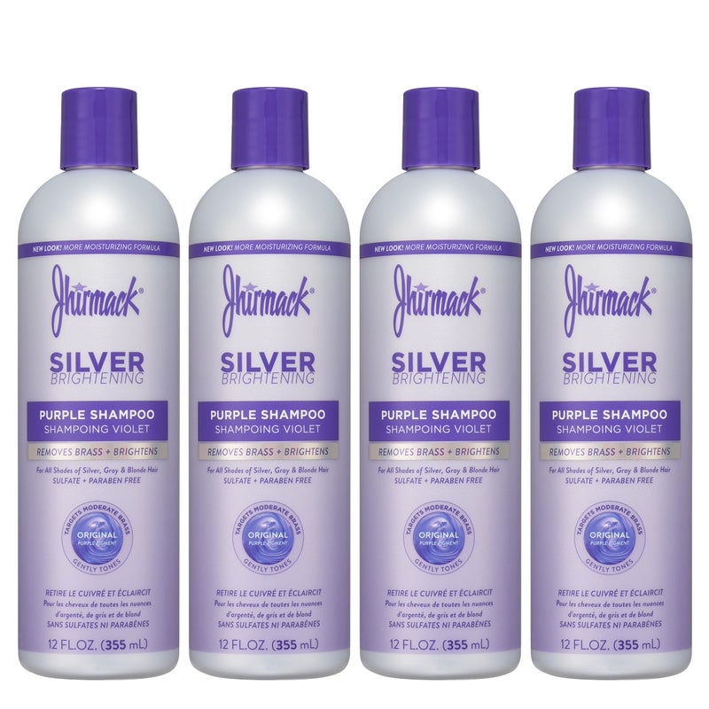 Jhirmack Silver Brightening Purple Shampoo Set of 4 for all types of silver, grey, and blonde hair - Image 1