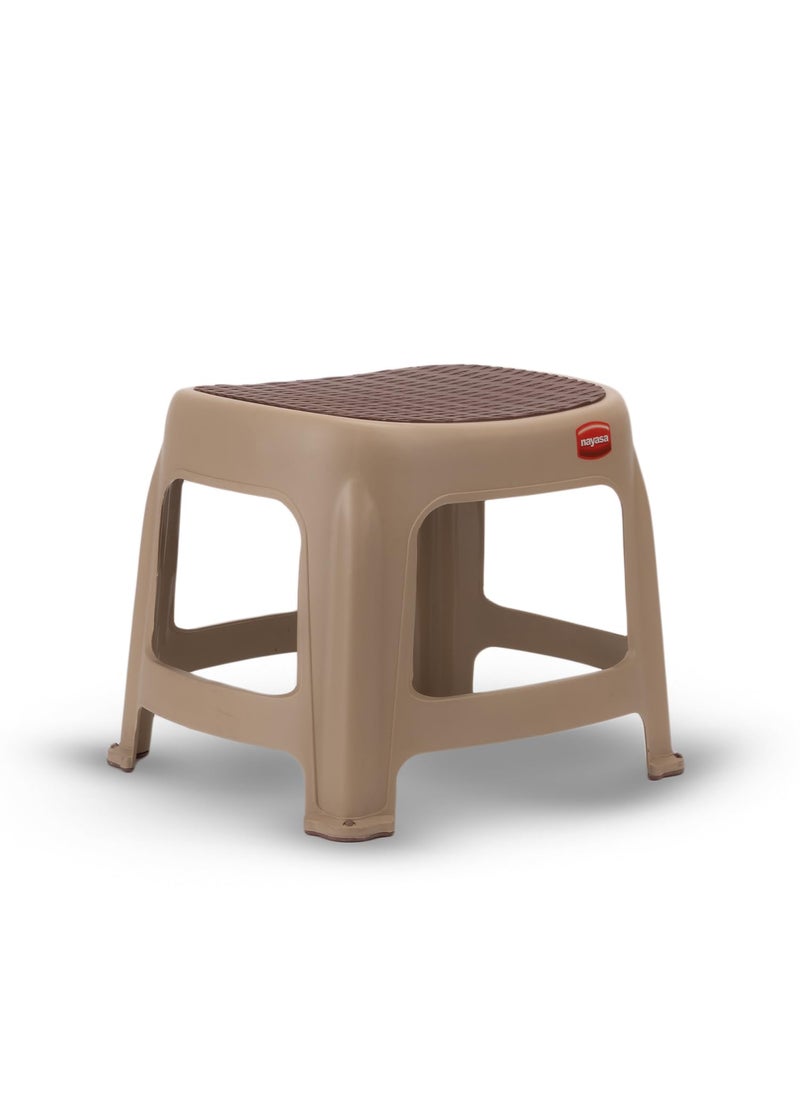 NAYASA Nayasa Net Patla| Durable Stool for Home | Light Weight Stool | Multipurpose Stool | Stool for Kitchen and Bathroom | Beige (505)  - Image 1