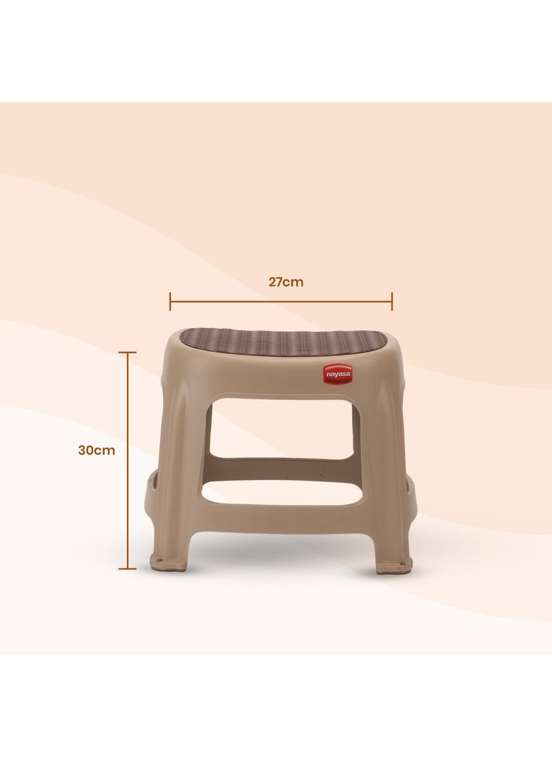 NAYASA Nayasa Net Patla| Durable Stool for Home | Light Weight Stool | Multipurpose Stool | Stool for Kitchen and Bathroom | Beige (505)  - Image 4