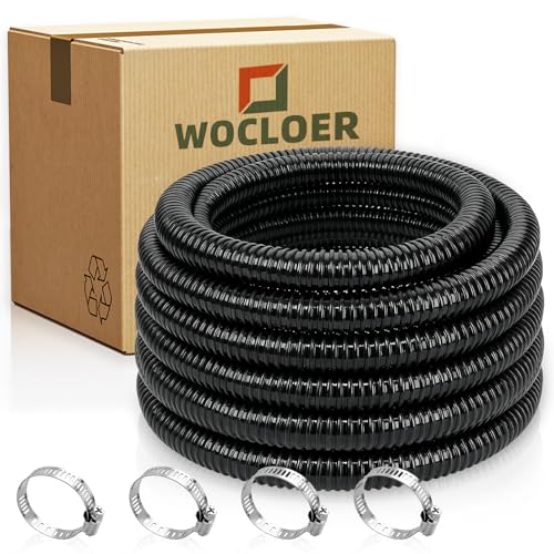Wocloer Pond Tubing 34 10 Feet Black Flexible PVC Pond HoseGarden Pond PVC Tube Reinforced KinkResistant Tubing for Pumps Fountains Waterfalls with 4 Clamps34 Dia - Image 1