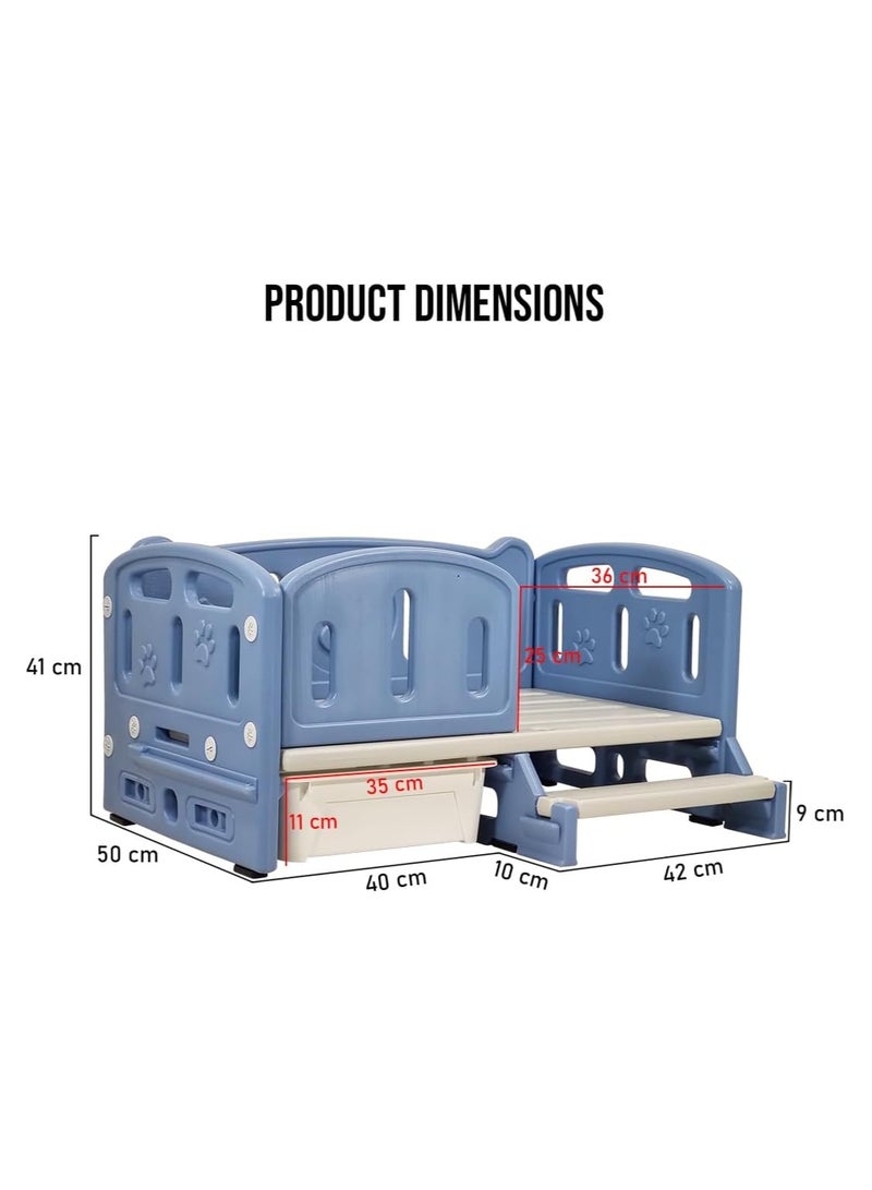 NNC PETS Dog bed with Ladder, Anti-slip bottom, and storage box for small and medium-sized dogs, Plastic moisture-proof pet bed for all seasons, Comfortable dog bed 82 cm (Blue) - Image 2