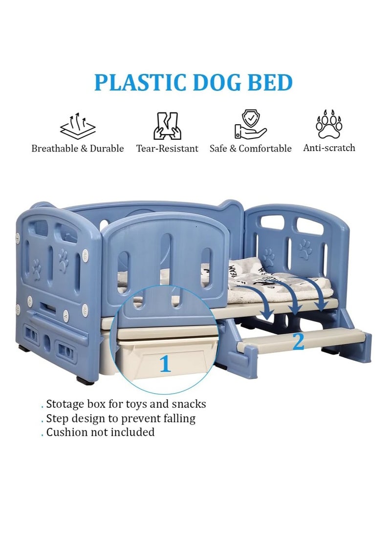 NNC PETS Dog bed with Ladder, Anti-slip bottom, and storage box for small and medium-sized dogs, Plastic moisture-proof pet bed for all seasons, Comfortable dog bed 82 cm (Blue) - Image 4