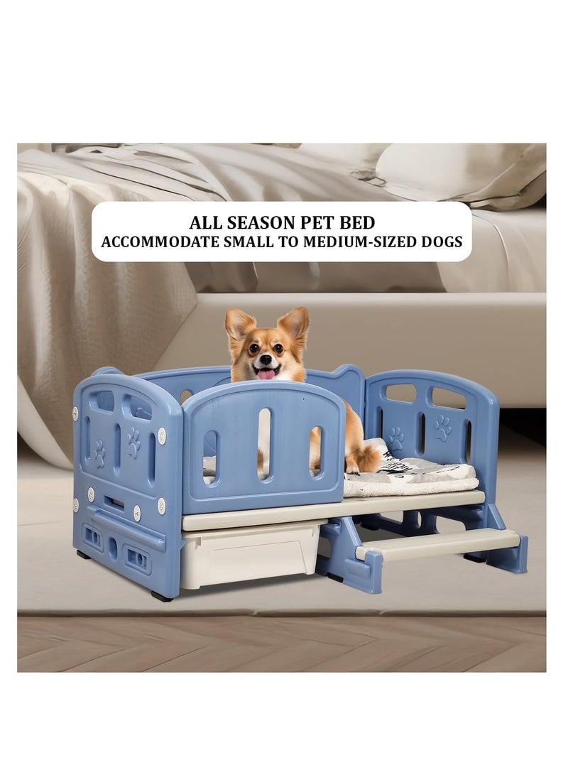 NNC PETS Dog bed with Ladder, Anti-slip bottom, and storage box for small and medium-sized dogs, Plastic moisture-proof pet bed for all seasons, Comfortable dog bed 82 cm (Blue) - Image 5