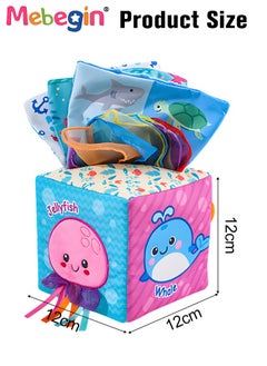 MEBEGIN Baby Tissue Box Toy with Rustling and Squeaky Sounds, Sensory Toys for Babies, Soft Crinkle Toys, Fun Developmental Tissue Box Toy, Made of Non-toxic Material, Ideal Gift for Kids, 12*12*12cm  - Image 3