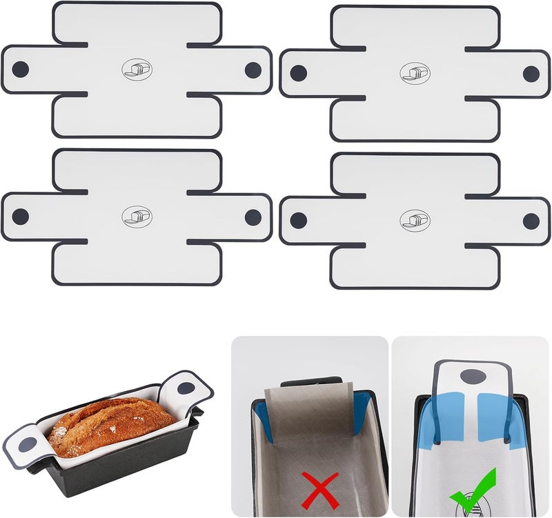 NiHome 4-Pack Silicone Bread Loaf Pan Liners, Reusable and Nonstick Silicone Bread Sling, Fit for 9x5, 9.5x5, and 10x5 Inch Loaf Pans, Dishwasher Safe, Easy to Clean (White) - Image 1