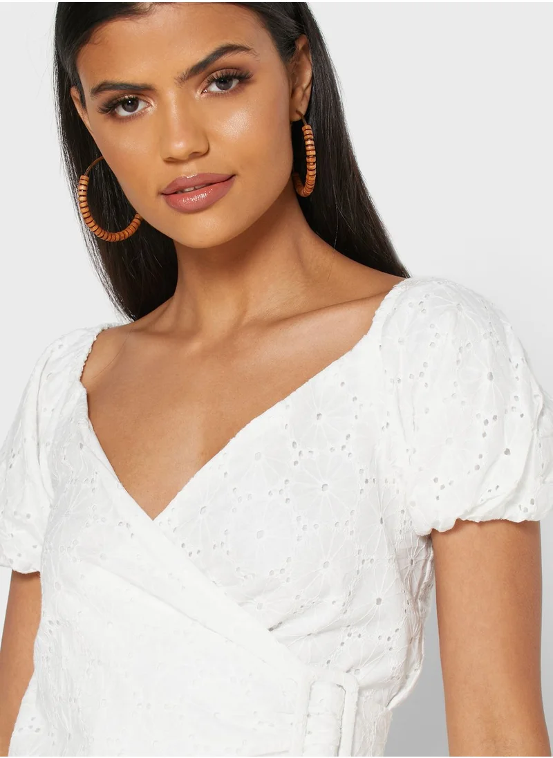 LOST INK Tie Waist Wrap Top