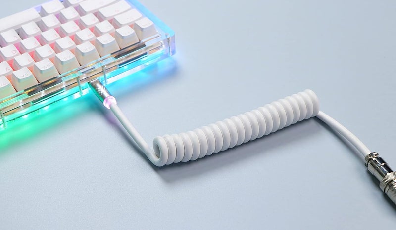 EPOMAKER Worldwide simple practical design Puff Aviator Coiled USB Cable, Type C Detachable Mechanical Gaming Keyboard Cable for Win/Mac/Gamers, Suitable for RT100/TH80 PRO/TH96/TH80 SE/CIDOO V65. etc (White) Wide daily application - Image 3