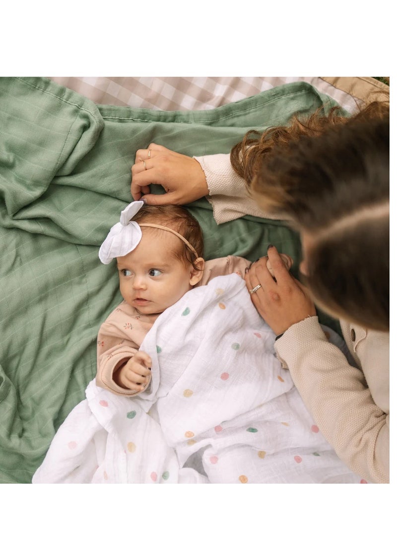 little unicorn - Cotton Muslin Swaddle Single Party Dots - Image 1