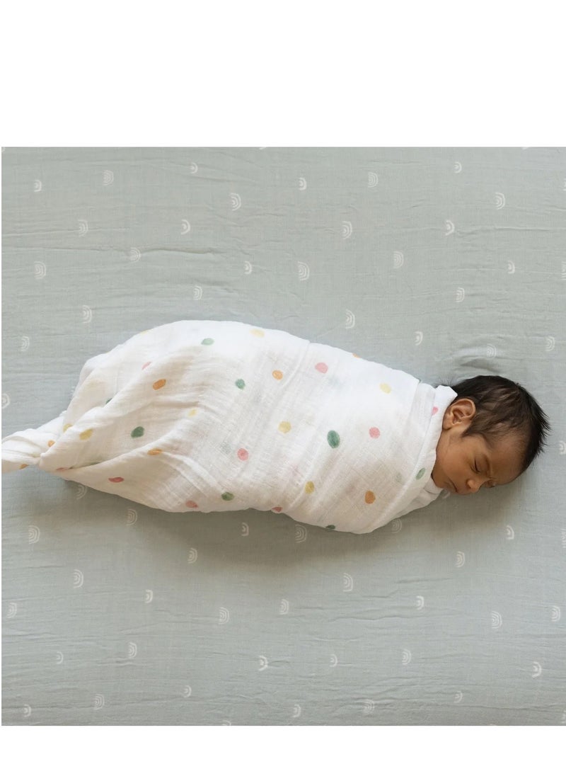 little unicorn - Cotton Muslin Swaddle Single Party Dots - Image 1