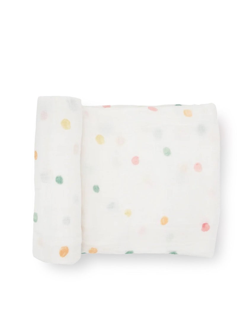 little unicorn - Cotton Muslin Swaddle Single Party Dots - Image 1